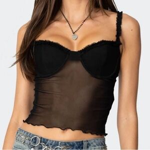 Black Sheer Bustier Top